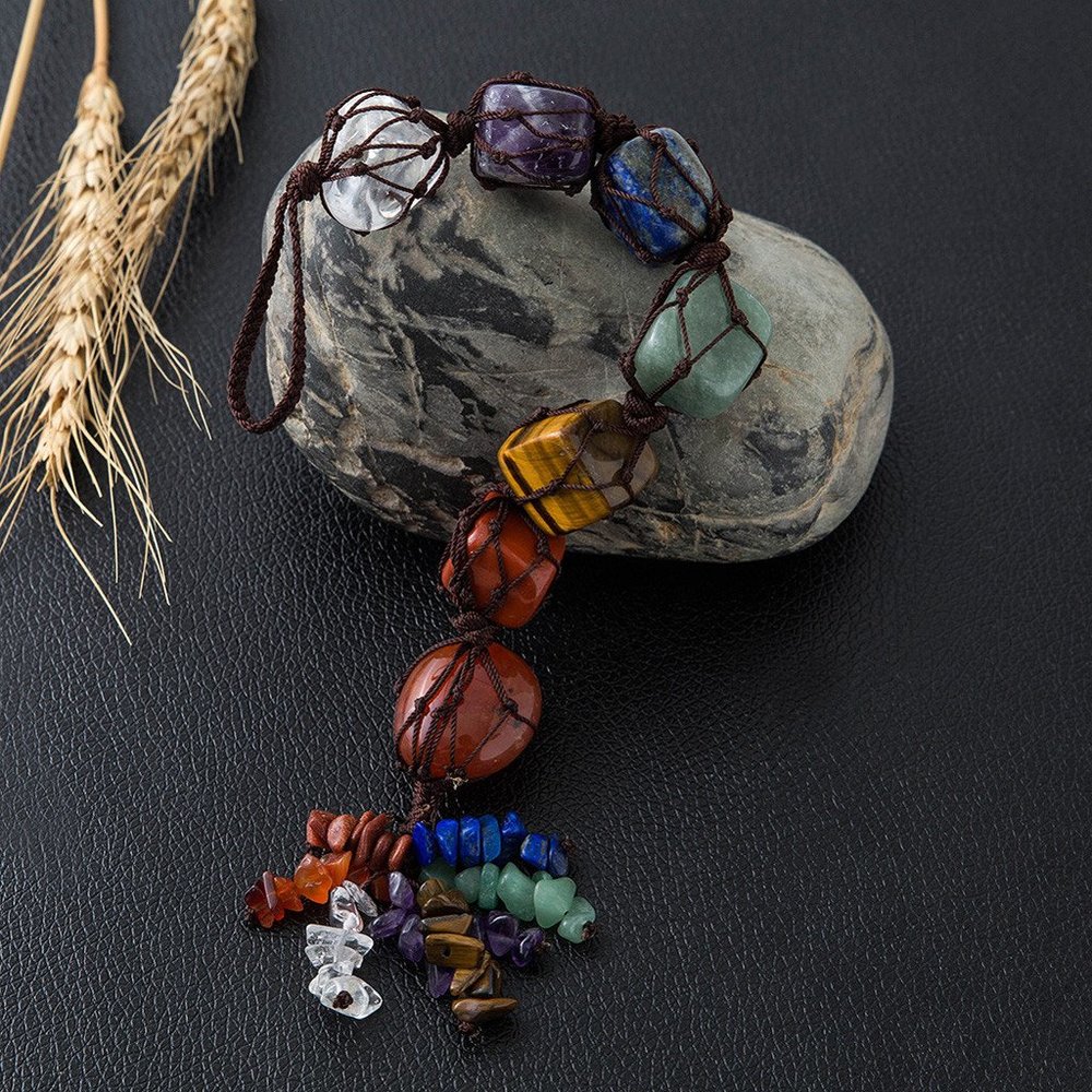 7 Chakra Stone Crystal Pendant Car Hanging Ornament Home Window Vehicle Decor